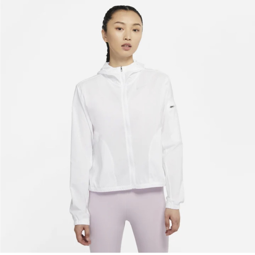 Nike Women's Sheer Lightweight White Running Windbreaker Jacket
